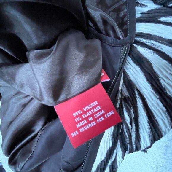 Gabriella Molinari Womens Black & White Crinkle Zip Up Hoodie Sz 8 Smocked Trim - Picture 4 of 9